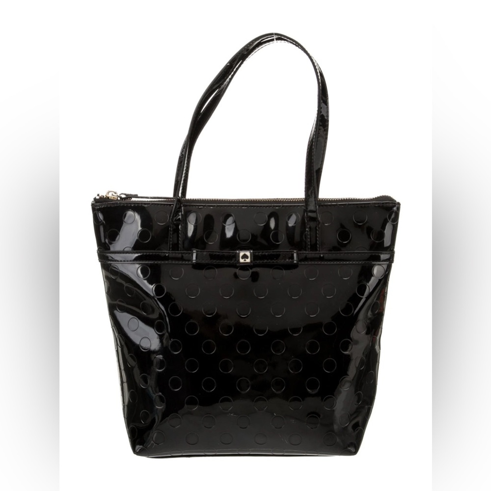 Kate Spade Patent Leather Polka Dot Medium Zipper Tote